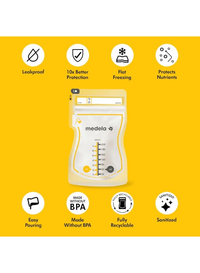 Medela Easy Pour Breastmilk Storage Bags | 50 Count 210ml | Disposable Leakproof Breast Milk Bags with Milk Protection | Recyclable & BPA Free - Image 2